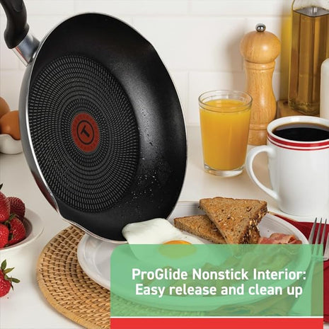 T-fal Initiatives Nonstick Cookware Set 18 Piece, Oven Broiler Safe 350F, Kitchen Cooking Set w/Fry Pans, Saucepans, Stockpots, Skillet, Spoons, Lids Pots and Pans Set Non Stick Dishwasher Safe Black