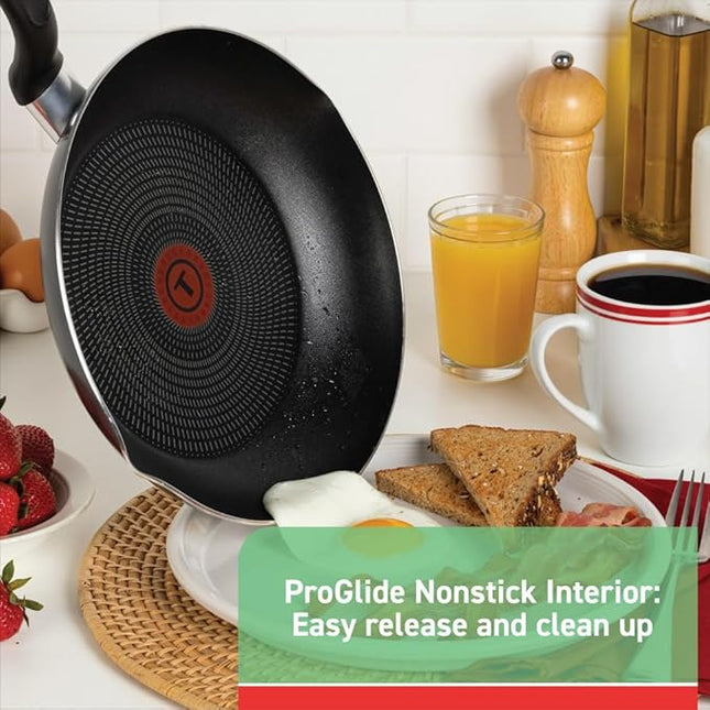 T-fal Initiatives Nonstick Cookware Set 18 Piece, Oven Broiler Safe 350F, Kitchen Cooking Set w/Fry Pans, Saucepans, Stockpots, Skillet, Spoons, Lids Pots and Pans Set Non Stick Dishwasher Safe Black