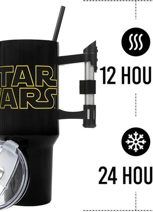 Bioworld Star Wars 40 Oz Stainless Steel Tumbler With Sculpted Lightsaber Handle