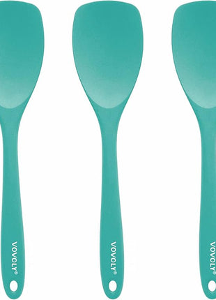 Upgrade Silicone Spatula Spoon Set,VOVOLY Heat Resistant Rubber Spoonula, Seamless Non-Stick Flexible Scrapers for Baking Mixing Tool,3 Pack, Teal