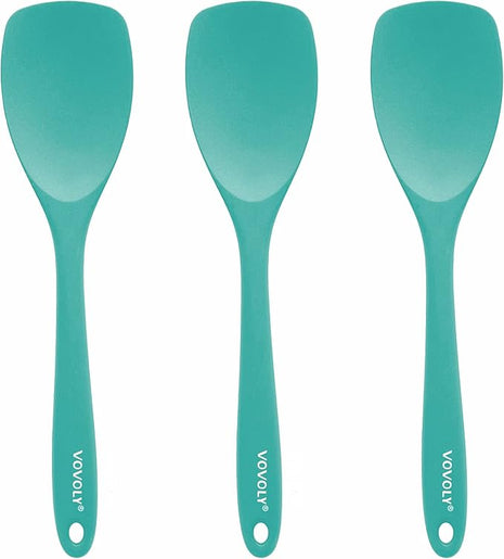 Upgrade Silicone Spatula Spoon Set,VOVOLY Heat Resistant Rubber Spoonula, Seamless Non-Stick Flexible Scrapers for Baking Mixing Tool,3 Pack, Teal