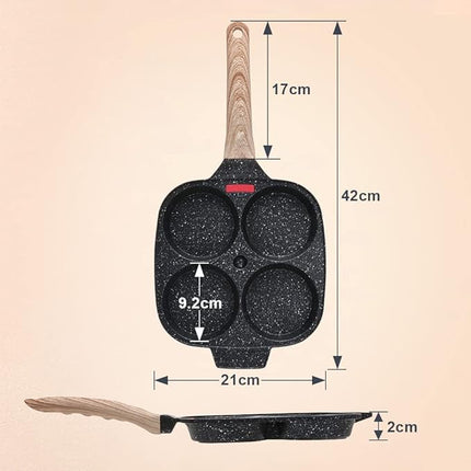 Egg Pan, Egg Frying Pan with Lid Nonstick 4 Cups Pancake Pan Fried Egg Pan for Breakfast - Black