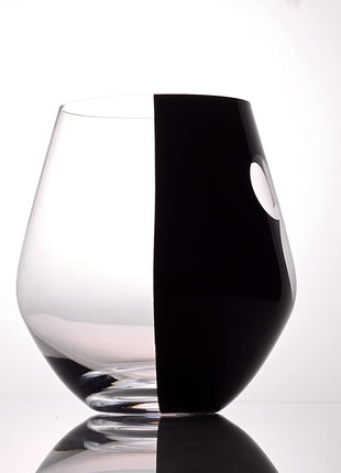 JoyJolt Disney Luxury Mickey Mouse Stemless Wine Glasses Set. 2x European Crystal Glass Drinking Glasses. Premium Xmas Stuff, Gifts and Cups. 20oz Black Wine Glass, Disney Wine Glass