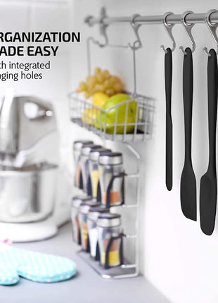 OVENTE Silicone Spatula Set of 5, Food Grade Rubber Spatula with High Heat Resistant, BPA-Free and Dishwasher Safe, Nonstick Kitchen Utensils for Baking, Cooking and Mixing, Black SP12305B