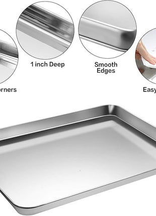MCIRCO 6 Piece Stainless Steel Baking Sheet with Rack with Silicone Baking Mat Set (2 Pans + 2 Racks + 2 Mats), 12.4 x 9.6 x 1 Inch Cookie Sheet with Cooling Rack, Easy Clean