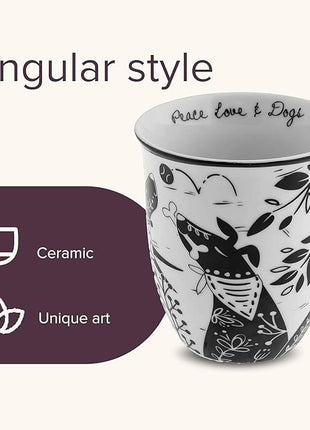 Karma Gifts 14 oz Black and White Boho Mug Western - Cute Coffee and Tea Mug - Ceramic Coffee Mugs for Women and Men