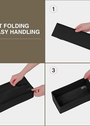 DIMJ Drawer Organizers - Set of 4 Foldable Closet Dividers for Baby Clothes, Socks, Belt, Tie (Black)