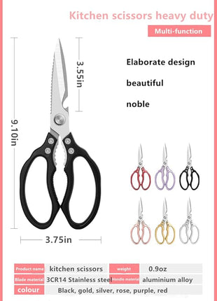 AWinjoy Heavy Duty Sharp Kitchen Scissors, Dishwasher Safe, Cooking Shears for Meat, Chicken, Fish, Poultry, Herb, Bread (Black)