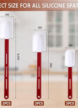 Norme 6 Pcs High Temp Silicone Spatulas Heat Resistant Rubber Spatula Commercial Silicone Scraper with Handle for Kitchen Cook Baking Mixing Utensil, Dishwasher Safe (10,14,16.5 Inch)