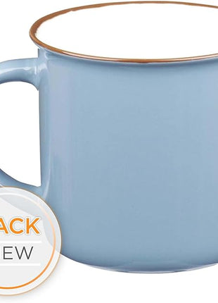 Christian Art Gifts Blue Camp Style Ceramic Coffee Mug – 13 oz. Microwave and Dishwasher Safe Inspirational Scripture Coffee & Tea Mug with Bible Verse: I Can Do All Things Through Christ – Phil. 4:13