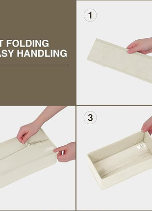 DIMJ Drawer Organizers for Clothing, Set of 8 Fabric Closet Organizers and Storage, Dresser Organizers, Drawer Dividers for Baby Clothes, Socks, Belt, Tie (Beige)