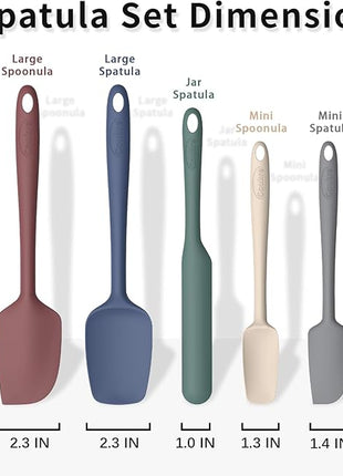 Coukre Silicone Spatula Set of 5,High Temperature Resistant, Food Grade Silicone, Dishwasher Safe, for Baking, Cooking (Pure Colorful A)