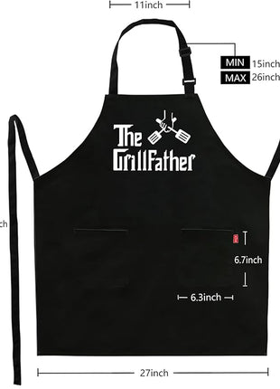 Grill Aprons for Men Dad - The Grill father Apron - Funny Chef Cooking Grilling BBQ Apron with 2 Pockets - Birthday Fathers Day Christmas Gifts for Dad