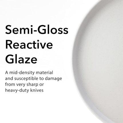 SKUGGA Round Stoneware 16pc Double Bowl Dinnerware Set for 4, Dinner and Side Plates, Cereal and Pasta Bowls - Matte White(466077)