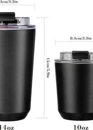 Puraville Insulated Tumblers with Lid, 14 oz Travel Coffee Mug Stainless Steel Vacuum Cup, Leak Proof Reusable Double Walled Coffee Tumbler for Iced and Hot Drinks, Black