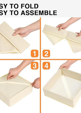 DIMJ Drawer Organizer Clothes, 15 Pack Dresser Organizer, Foldable Closet Organizers and Storage, Fabric Dresser Bins, Drawer Dividers for Nursery, Baby Clothes, Underwears, Sock (Beige)