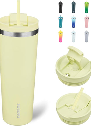 BJPKPK 30oz Insulated Tumbler With lid And Straw Stainless Steel Tumblers Travel Coffee Mug Reusable Thermal Cup,Macaron Green