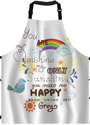 EKOBLA You Are My Sunshine Aprons Bird Cloud Sun Rainbow Waterproof Resistant Chef Cooking Kitchen BBQ Adjustable Aprons for Women Men 27x31 Inch