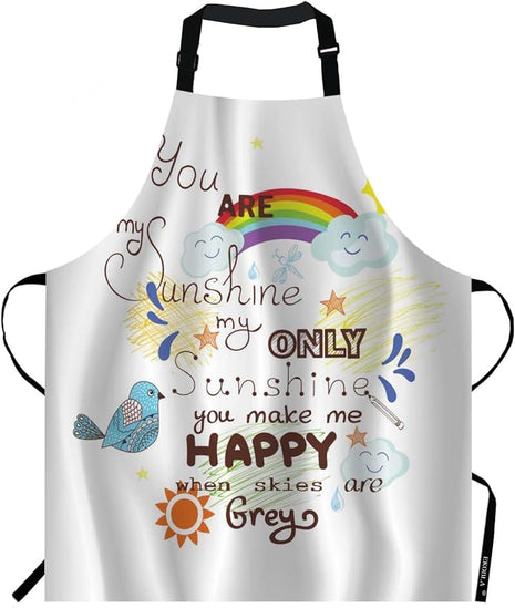 EKOBLA You Are My Sunshine Aprons Bird Cloud Sun Rainbow Waterproof Resistant Chef Cooking Kitchen BBQ Adjustable Aprons for Women Men 27x31 Inch