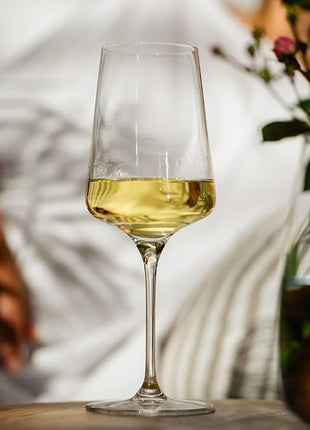 Krosno White and Sparkling Large Wine Glasses Drinking | 4 Pieces Set 13.5 fl oz | Infinity Collection | Elegant | Cocktail Crystal Set Wedding Gift | Lead-Free Glass | Homes, Restaurants & Kitchen