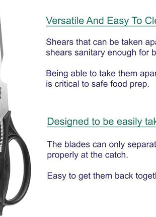 Kitchen Scissors - Come Apart Kitchen Shears for Cutting Chicken, Meat, Poultry, Seafood, Vegetable - Great Cooking Scissors Gadget