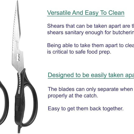 Kitchen Scissors - Come Apart Kitchen Shears for Cutting Chicken, Meat, Poultry, Seafood, Vegetable - Great Cooking Scissors Gadget