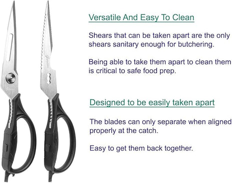 Kitchen Scissors - Come Apart Kitchen Shears for Cutting Chicken, Meat, Poultry, Seafood, Vegetable - Great Cooking Scissors Gadget