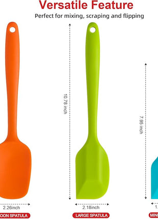 Silicone Spatula Set - Rubber Spatula - 600°F Heat Resistant Baking Spoon & Spatulas (Multicolor)