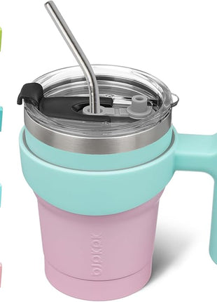 BJPKPK 10 oz Tumbler With Handle Stainless Steel Insulated Tumblers With Lid And Straw For Women,Bubble Gum