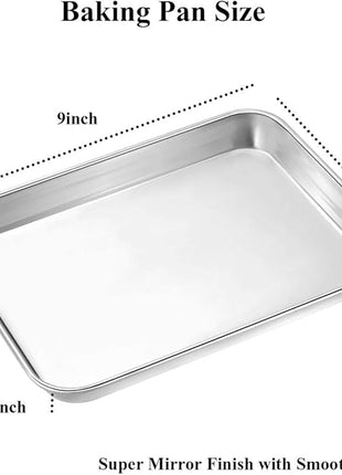 Wildone Baking Sheet with Rack Set [2 Sheets + 2 Racks], Stainless Steel Cookie Pan baking Tray with Cooling Rack, Size 9 x 7 x 1 Inch, Non Toxic & Heavy Duty & Easy Clean