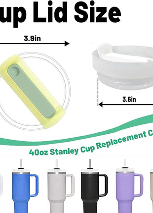 40 OZ Tumbler Lid Replacement Fit for Stanley Cup, 2 Pack Clear Replacement Lids Fit for Stanley Travel Tumbler, Spill Proof Tumbler Covers for Stanley Cup Accessories (Clear - Pomelo)