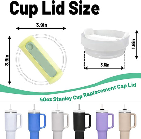 40 OZ Tumbler Lid Replacement Fit for Stanley Cup, 2 Pack Clear Replacement Lids Fit for Stanley Travel Tumbler, Spill Proof Tumbler Covers for Stanley Cup Accessories (Clear - Pomelo)