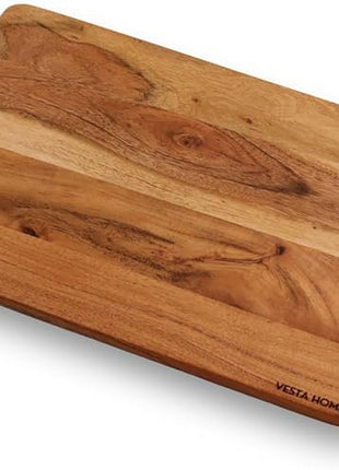 Vesta Homes Wooden Cutting Board for Kitchen/Chopping, Serving Board, Platter for Vegetables, Fruits, Cheese and Charcuterie | Natural Acacia Wood |15 * 10 Inches | Handcrafted in India