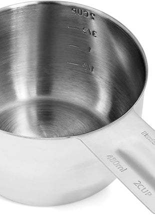 Hudson Essentials Stainless Steel Measuring Cups and Spoons Set (1 Piece 2-Cup)