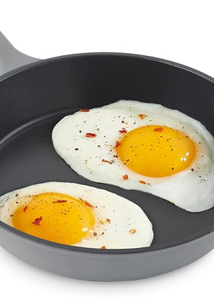 DASH Zakarian 7.5" Nonstick Cast Iron Skillet with Pour Spouts for Searing, Baking, Grilling, Roasting and More - Grey