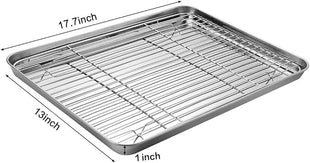 MCIRCO 6 Piece Stainless Steel Baking Sheet with Rack with Silicone Baking Mat Set (2 Pans + 2 Racks + 2 Mats), 17.3 x 13 x 1 Inch Cookie Sheet with Cooling Rack, Easy Clean