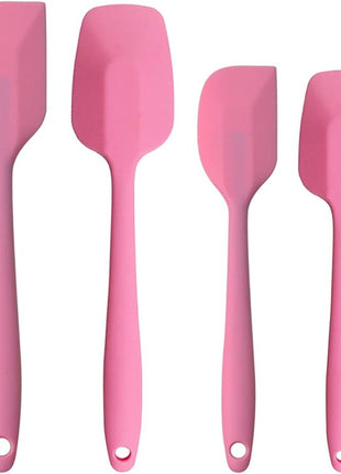 Silicone Spatulas Set, Rubber Spoon Spatula Heat Resistant Spoonula One Piece Design Seamless Spatula Non-Stick Scrapers Baking Mixing Tool (Pink)