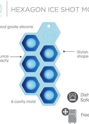 Outset Silicone Hexagon Ice Shot Mold, 6 Glass Capacity