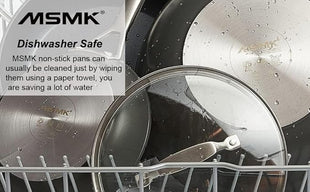 MsMk 11 Inch Nonstick Frying Pan with Lid，Titanium and Ceramic Nonstick skillet with lid, PFOA Free Non-Toxic, Stay-Cool Handle, Scratch-resistant, Induction Skillet With Lid for Induction, Ceramic