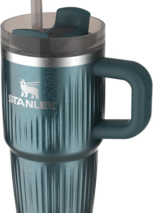 STANLEY Quencher H2.0 Tumbler with Handle and Straw 20 oz | Flowstate 3-Position Lid | Cup Holder Compatible for Travel | Insulated Stainless Steel Cup | BPA-Free | Fluted Marina Shine
