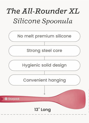 Starpack 'The All Rounder' XL Premium Silicone Spoonula Spatula - Silicone Spatula Spoon Heat Resistant to 600°F - Best Silicone Spoonulas - Rubber Spoon Spatula - Kitchen Spoon Spatula for Cooking