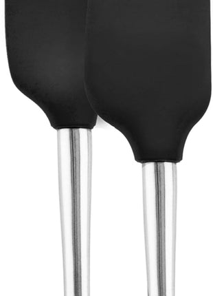 Tovolo Flex-Core Stainless Steel Handled Mini Spatula & Spoonula Set (Black), Kitchen Utensil Set of 2, Heat-Resistant & BPA-Free Silicone Turner Heads, Safe for Cast Iron | Dishwasher-Safe