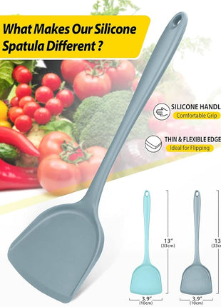 Pack of 2 Silicone Wok Spatula, Non-Stick, Heat Resistant, Easy to Clean and Dishwasher Safe, Seamless Kitchen Utensil for Cooking, Baking, Stir-Fry