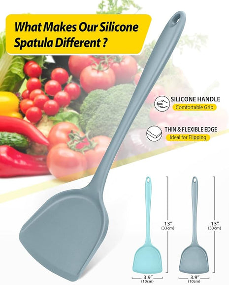 Pack of 2 Silicone Wok Spatula, Non-Stick, Heat Resistant, Easy to Clean and Dishwasher Safe, Seamless Kitchen Utensil for Cooking, Baking, Stir-Fry