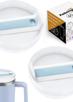 40 OZ Tumbler Lid Replacement Fit for Stanley Cup, 2 Pack Clear Replacement Lids Fit for Stanley Travel Tumbler, Spill Proof Tumbler Covers for Stanley Cup Accessories (Opaque - Blue)