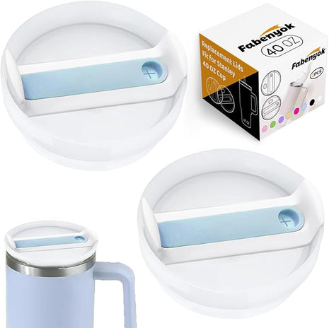 40 OZ Tumbler Lid Replacement Fit for Stanley Cup, 2 Pack Clear Replacement Lids Fit for Stanley Travel Tumbler, Spill Proof Tumbler Covers for Stanley Cup Accessories (Opaque - Blue)