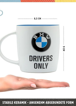 Nostalgic-Art Retro Coffee Mug, 11.2 oz, official license product (OLP), BMW – Drivers Only – Gift idea for car accessories fans, Large Ceramic Cup, Vintage Design