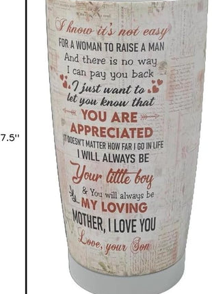 Macorner Mothers Day, Birthday Gifts for Mom, Women & Christmas Gifts From Son, Kids, Stainless Steel Tumbler 20oz