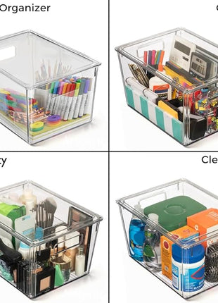 ClearSpace Plastic Storage Bins with Lids X-Large – Perfect Kitchen Organization, Desk Organizer or Pantry Storage – Desktop Organizer, Pantry Organization and Storage Bins, Cabinet Organizers