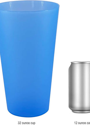 32-ounce Cups, BPA-free Plastic Tumblers Reusable Dishwasher Safe Set of 12 in 4 Assorted Colors Large Drinking Glasses